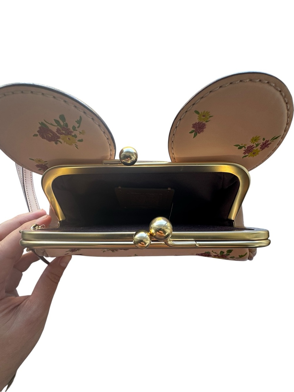NWOT Coach x Disney Pink Mickey Minnie Mouse Pink Leather Kisslock Wristlet - Picture 6 of 9